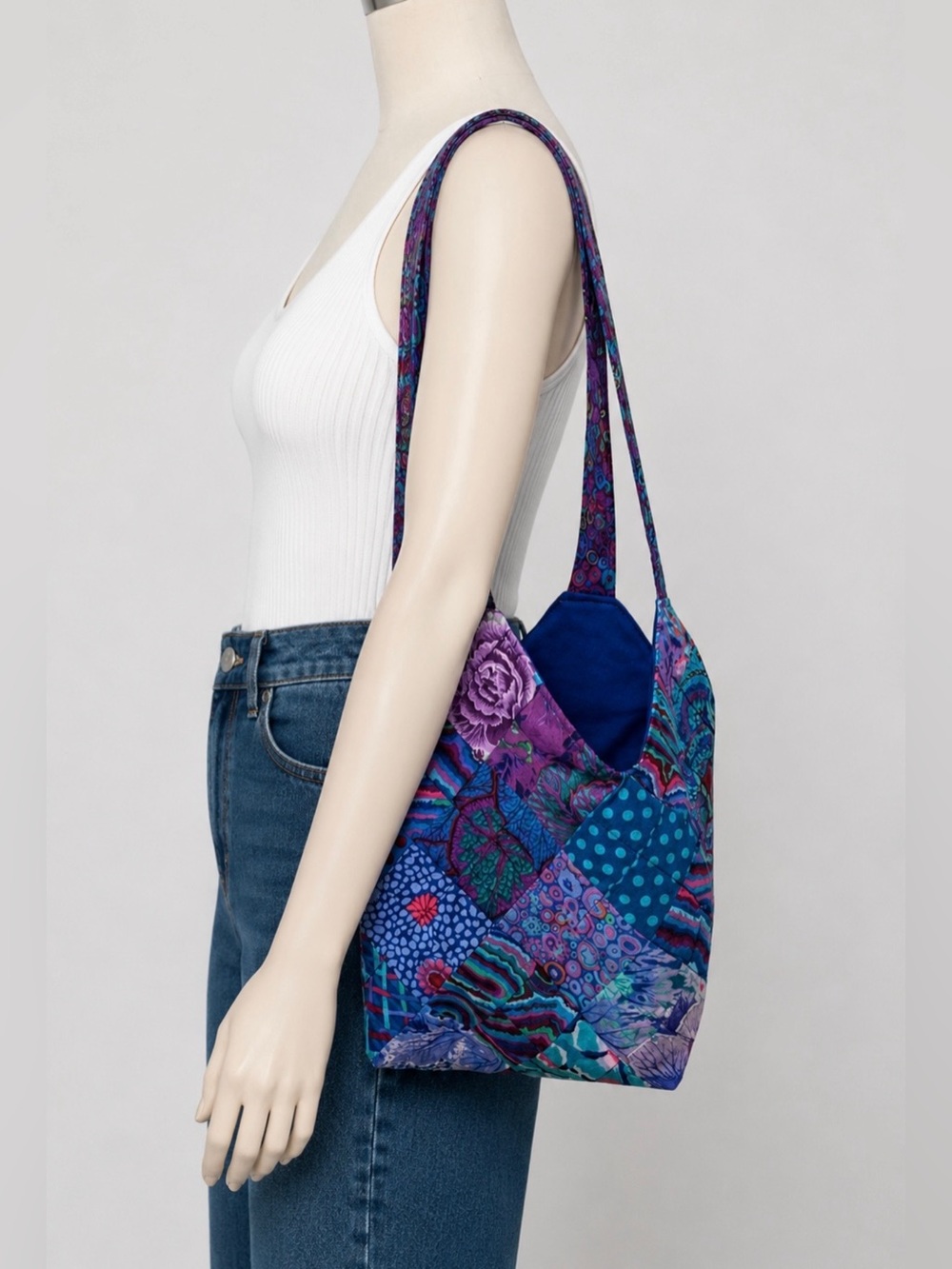 Kaffe Fassett Colorful Mondo Large Bag. New. Tote. Cotton. Blue